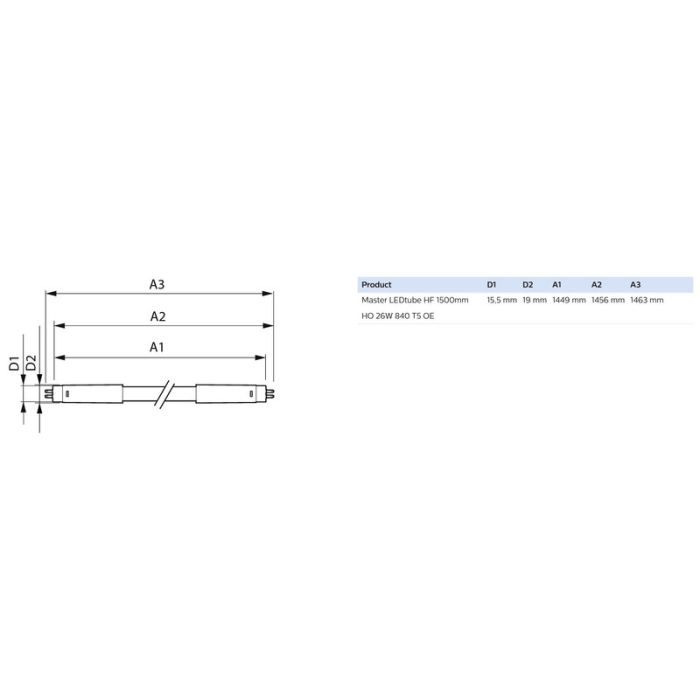 Mas ledtube hf 1500mm deals ho 26w 840 t5